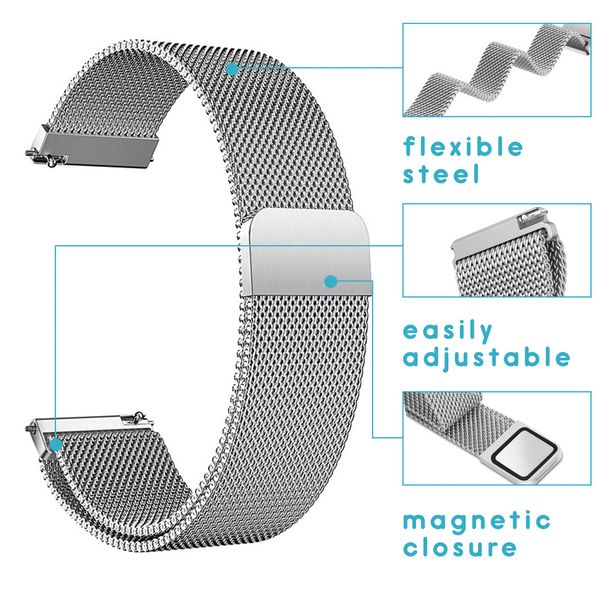 imoshion Milanees magnetisch bandje Samsung Galaxy Watch 4 / 5 / 6 / 7 / FE (20 mm) - Zilver
