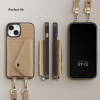 Selencia Sera Phone Case with Cord and Envelope Card Holder Apple iPhone 15 - Taupe