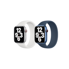Apple 2 Pack Siliconen solobandje Apple Watch | 38/40/41/42 mm - Maat 7 - White/ Abyss Blue