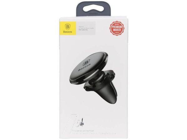 Baseus Air Vent Magnetic Car Mount Cable Clip - Telefoonhouder auto - Ventilatierooster - Magnetisch - Zwart