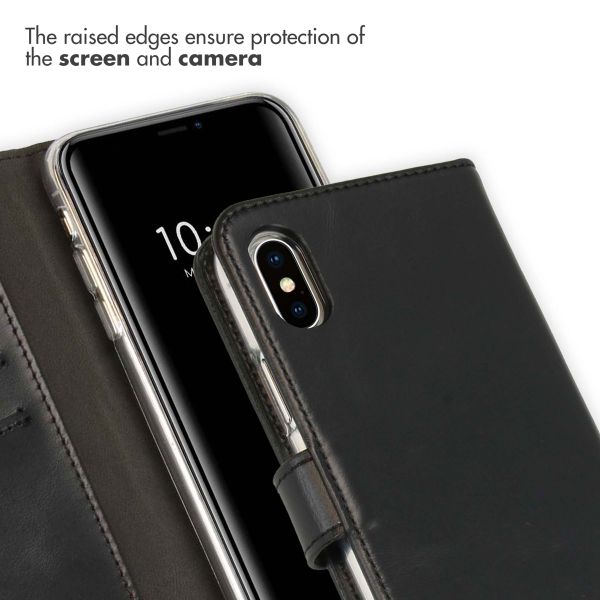 Selencia Echt Leren Bookcase Apple iPhone X / Xs - Zwart