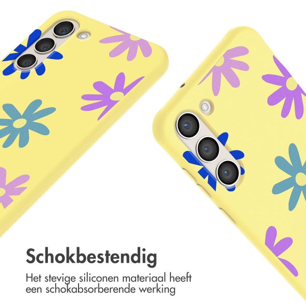 imoshion Siliconen design hoesje met koord Samsung Galaxy S23 - Yellow Flower Distance