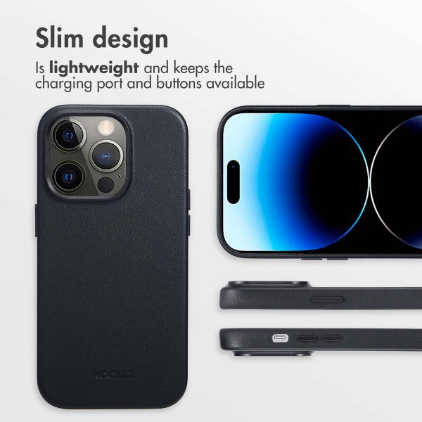 Accezz Leather Back Cover with MagSafe Apple iPhone 14 Pro - Onyx Black