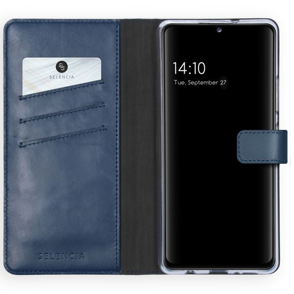 Selencia Echt Lederen Bookcase Samsung Galaxy A42 - Blauw