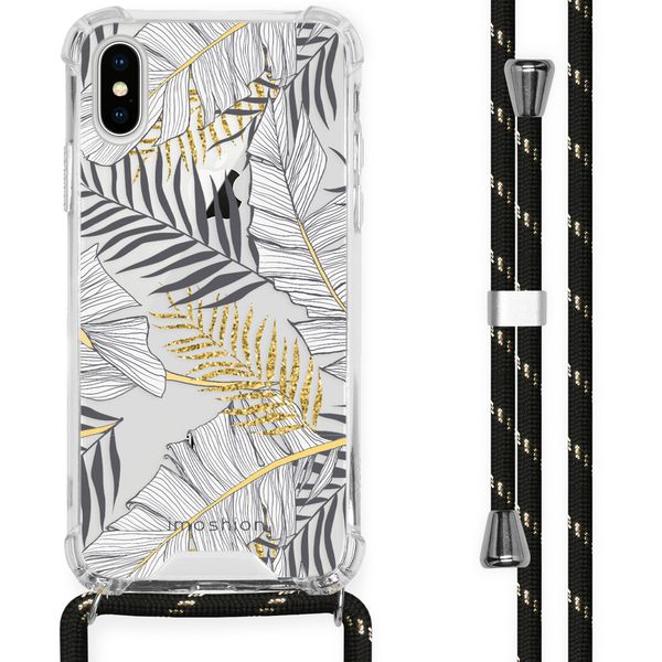 imoshion Design hoesje met koord iPhone X / Xs - Bladeren - Zwart / Goud