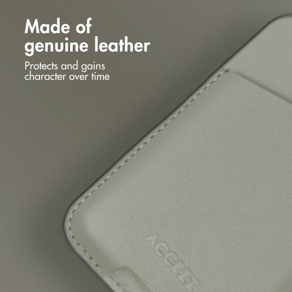 Accezz Leather Card Holder - Compatible with MagSafe and Qi2 - Light Grey