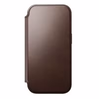 Nomad Modern Horween Leather Folio Bookcase met MagSafe Apple iPhone 17 Pro - Rustic Brown