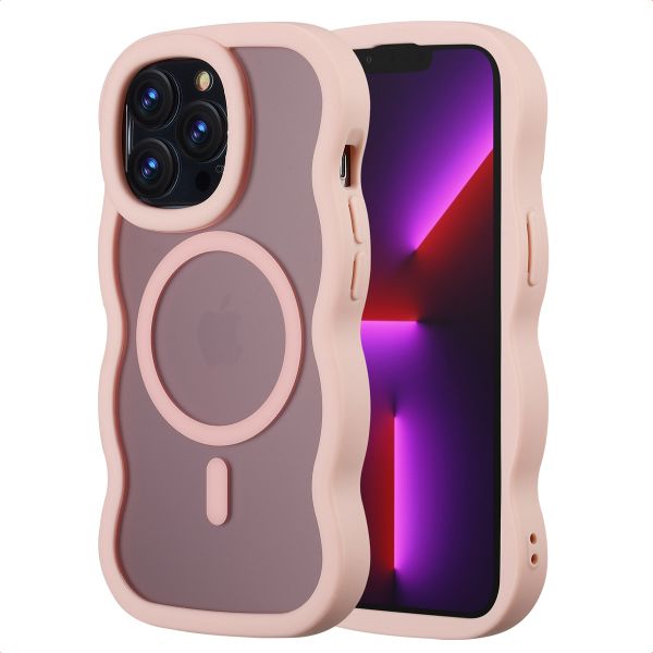 Selencia Wavy Backcover met MagSafe Apple iPhone 13 Pro - Soft Pink