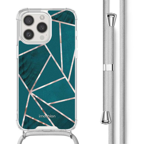 imoshion Design hoesje met koord iPhone 15 Pro Max - Petrol Green Graphic