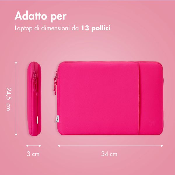 imoshion Laptop hoes 13 inch - Laptopsleeve met vak - Hot Pink