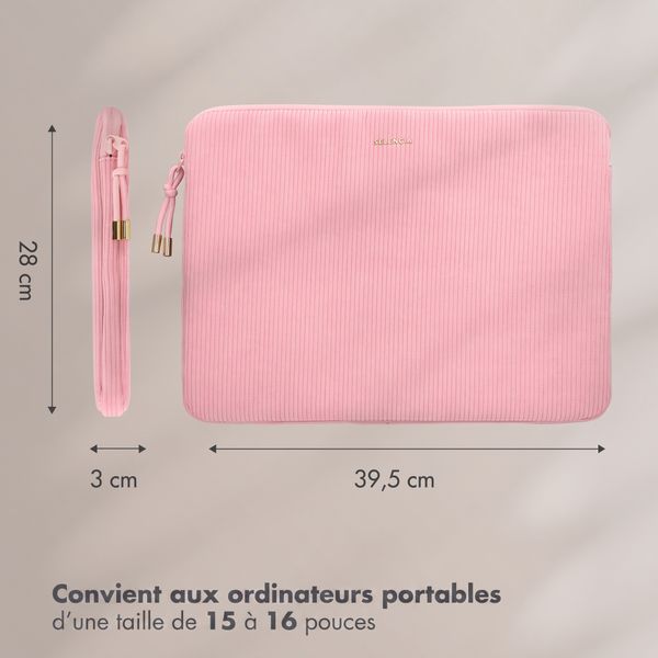 Selencia Corduroy Laptop hoes 15-16 inch - Laptopsleeve - Soft Blush