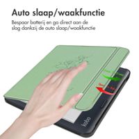 imoshion Design Slim Hard Case Sleepcover met stand Kobo Libra Colour - Floral Green