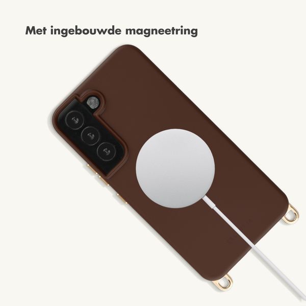 Selencia Rivièra MagSafe Backcover met afneembare haakjes Samsung Galaxy S22 - Choco Brown