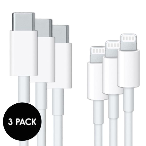 3 x USB-C naar Lightning kabel - MFI - 1 meter