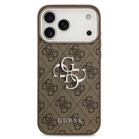 Guess 4G Metal Logo Backcover Apple iPhone 17 Pro Max - Silver Edge - Brown