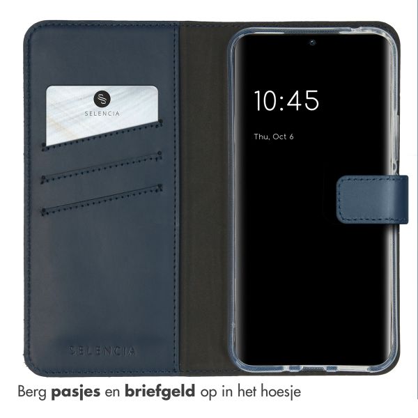 Selencia Echt Leren Bookcase Samsung Galaxy A54 (5G) - Blauw