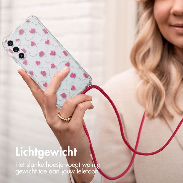imoshion Design hoesje met koord Samsung Galaxy A15 (5G) - Dusty Rose Connected Hearts