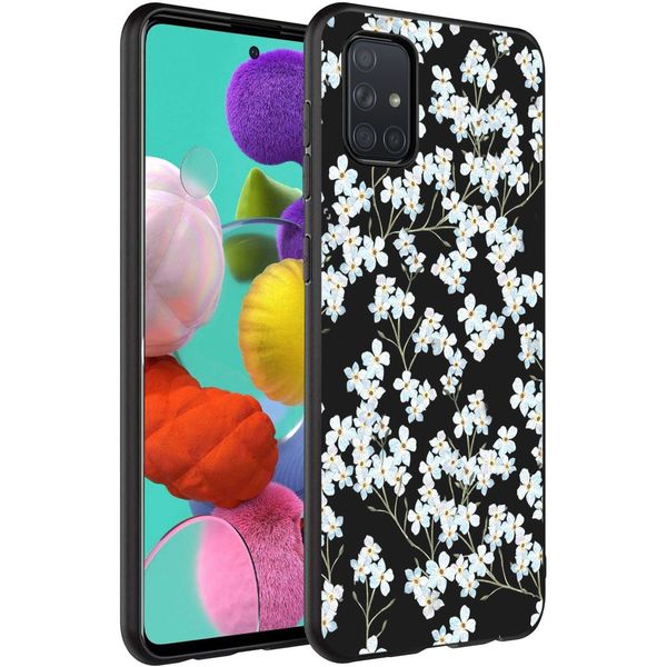 imoshion Design hoesje Samsung Galaxy A71 - Bloem - Wit / Zwart