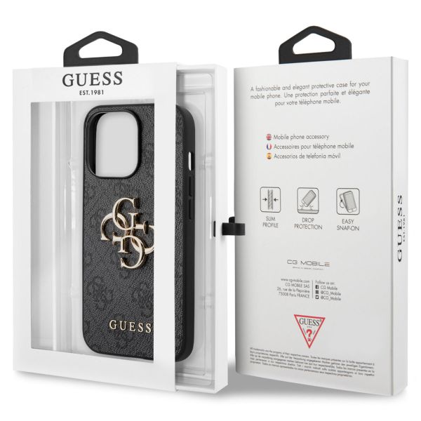 Guess 4G Metal Logo Backcover Apple iPhone 13 Pro - Grijs