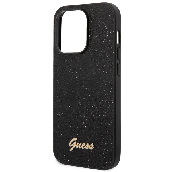 Guess Glitter Flakes Backcover Apple iPhone 14 Pro - Zwart