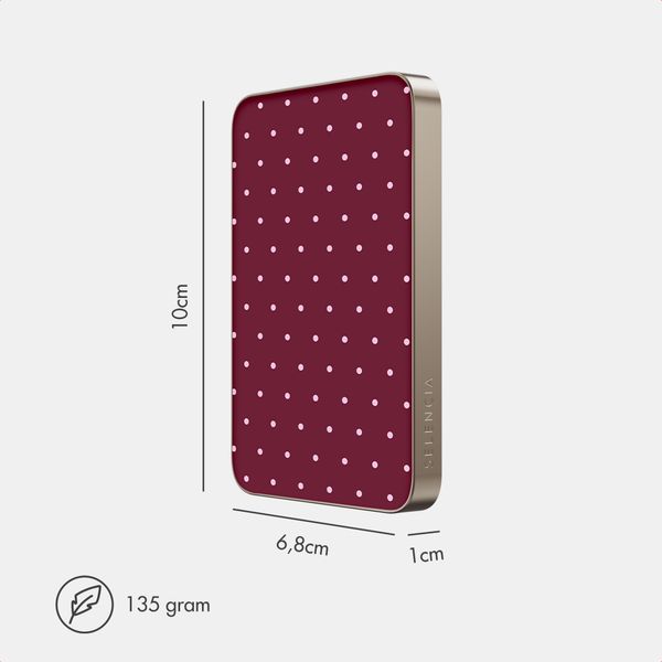 Selencia Vivid Powerbank 5.000 mAh - Draadloze Powerbank - Geschikt voor MagSafe en Qi - Desert Gold / Happy Dots Burgundy