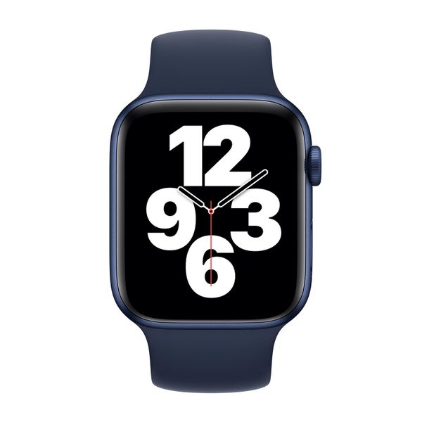 Apple Siliconen solobandje Apple Watch Series 1 - 9 / SE (38/40/41 mm) | Series 10 / 11 (42 mm) - Maat 8 - Deep Navy