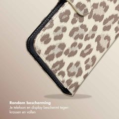 Selencia Sabi Bookcase met Panterprint Samsung Galaxy A35 - Soft Ivory