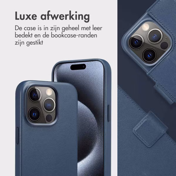 Accezz Leather Bookcase 2-in-1 met MagSafe Apple iPhone 15 Pro - Nightfall Blue