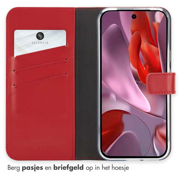 Selencia Echt Lederen Bookcase Google Pixel 9A - Rood