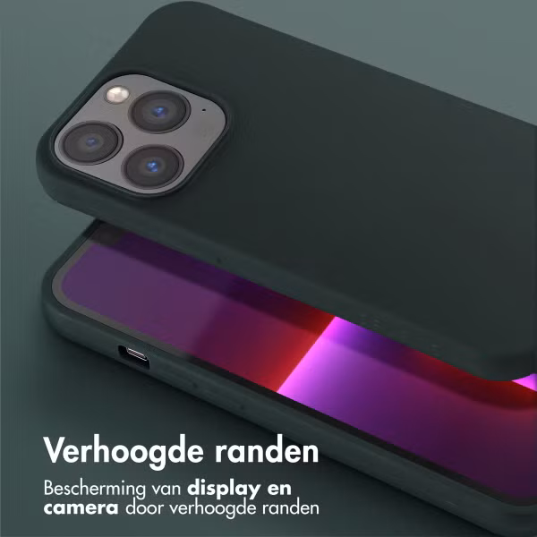 Selencia Siliconen hoesje met afneembaar koord Apple iPhone 13 - Donkergroen