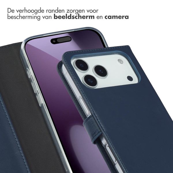 Selencia Echt Leren Bookcase Apple iPhone 17 Pro Max - Blauw