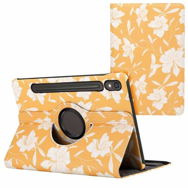 imoshion 360° Draaibare Design Bookcase Samsung Galaxy Tab S9 11.0 inch - Yellow Flowers