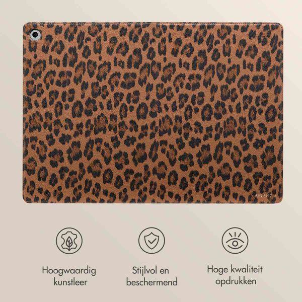 Selencia Sabi Bookcase met panterprint Samsung Galaxy Tab A9 Plus - Mocha Brown