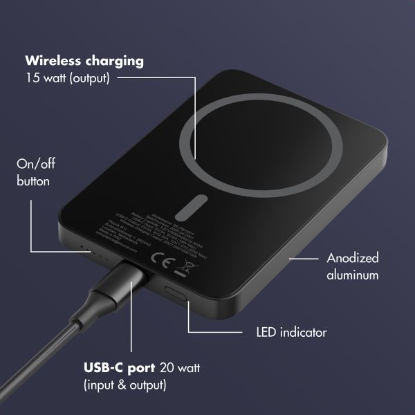 Selencia Vivid Powerbank 5,000 mAh - Wireless Powerbank - MagSafe and Qi - Black / Swirl Black
