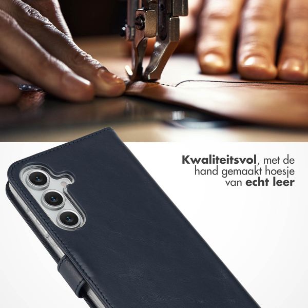 Selencia Echt Leren Bookcase Samsung Galaxy S25 FE - Blauw