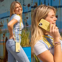 imoshion Siliconen design hoesje met koord Apple iPhone 14 Pro - Flower Yellow