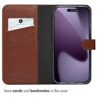Selencia Genuine Leather Book Case Apple iPhone 17 Pro Max - Light brown