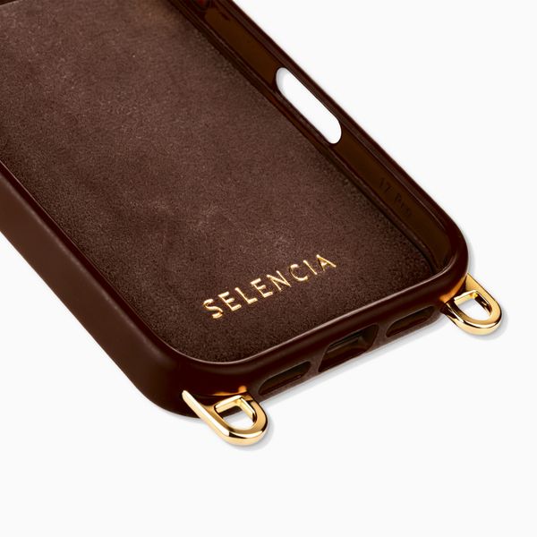 Selencia Rivièra MagSafe Backcover met afneembare haakjes Apple iPhone 17 Pro - Choco Brown