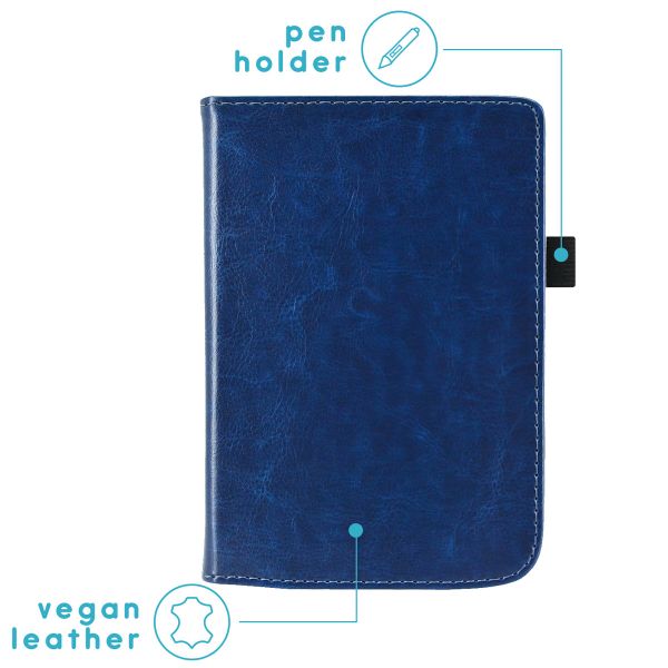 imoshion Vegan Leather Bookcase Pocketbook Touch Lux 5 / HD 3 / Basic Lux 4 / Vivlio Lux 5 - Donkerblauw