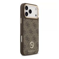Guess Classic Strass Logo Leather Backcover met MagSafe Apple iPhone 17 Pro - Bruin