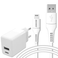 Accezz Wall Charger met Lightning naar USB kabel iPhone X - Oplader - MFi certificering - 20 Watt - 1 meter - Wit