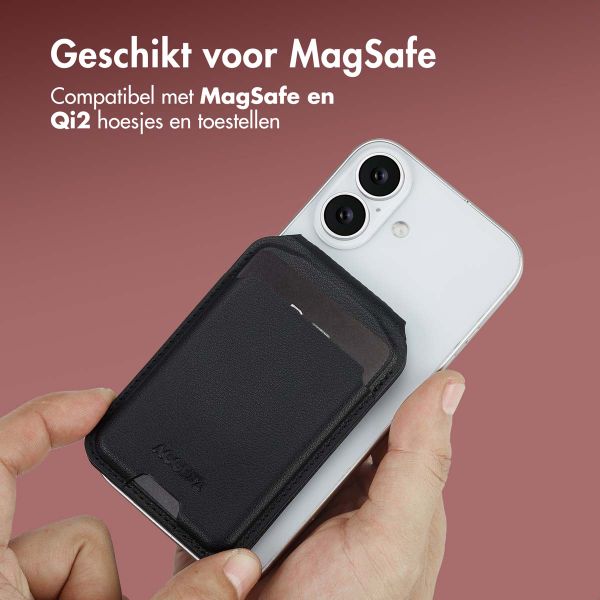 Accezz Leren Wallet met standaard - Geschikt voor MagSafe en Qi2 - Onyx Black