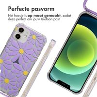 imoshion Design hoesje met koord Apple iPhone 12 (Pro) - Tropical Violet Flowers Connect