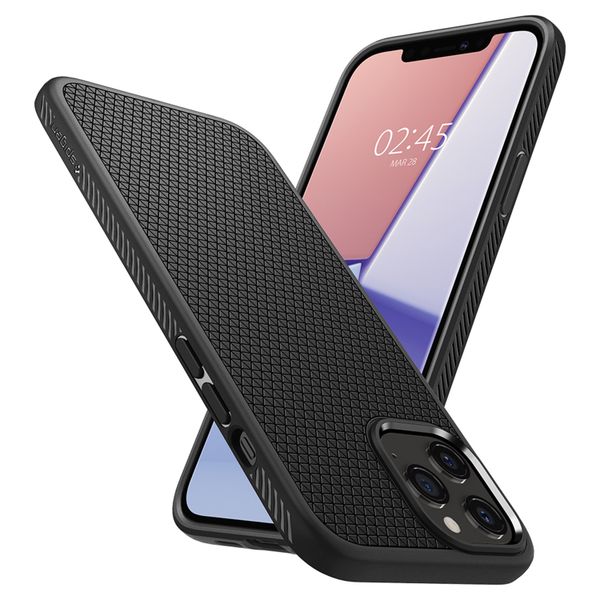 Spigen Liquid Air Backcover iPhone 12 Pro Max - Zwart