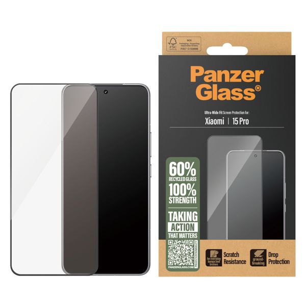PanzerGlass Ultra-Wide Fit Anti-Bacterial Screenprotector Xiaomi 15 Pro
