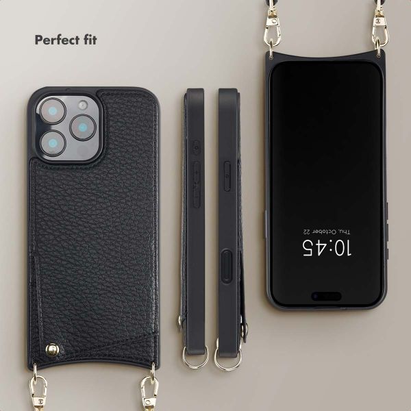 Selencia Nova Phone Case with Cord and Card Holder Apple iPhone 16 Pro Max - Black