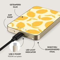 Burga Magnetic Powerbank 5.000 mAh - Geschikt voor MagSafe en Qi2 - Lemon Tart / Gold