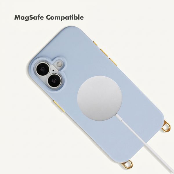 Selencia Rivièra MagSafe Back Cover with detachable hooks Apple iPhone 16 - Powder Blue