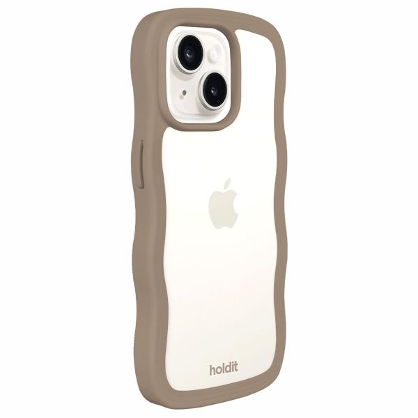 Holdit Wavy Case iPhone 14/15 Plus - Mocha Brown / Transparent