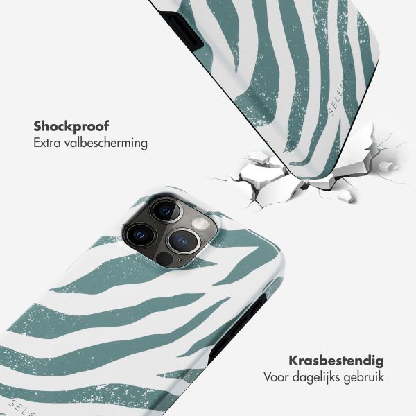 Selencia Vivid Backcover Apple iPhone 15 Pro Max - Colorful Zebra Pine Blue